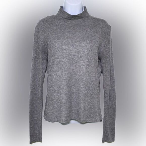 Rag & Bone Grey Lightweight Ribbed Mock Turtleneck Top Size S - Picture 2 of 6